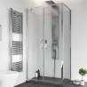 Box doccia anta fissa e porta a saloon, cristallo 6 mm trasparente