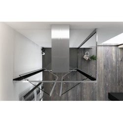 Box doccia anta fissa e porta a saloon, cristallo 6 mm trasparente